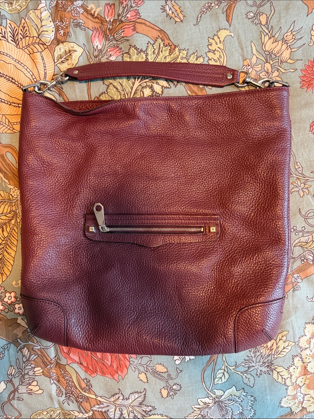 Rebecca Minkoff Burgundy Pebbled Leather Shoulder Bag